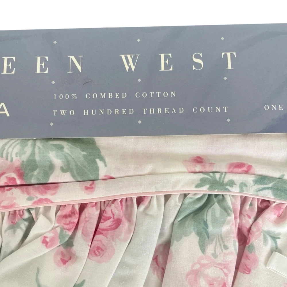 NEW Vintage Eileen West Utica Twin Flat Sheet Combed Cotton Cherry Roses Floral